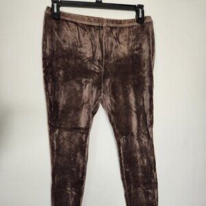 Hue Brown Crushed Velour Leggings